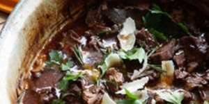 Lamb stew with red wine,anchovies and parmesan