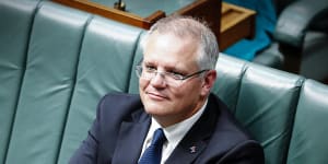 Then treasurer Scott Morrison with a lump of coal in Parliament in February 2017.