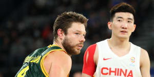 Matthew Dellavedova playing for the Boomers against China last year.