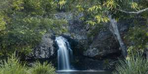 From the top of Kondalilla Falls,the Skene Creek waterhole drops 90 metres.