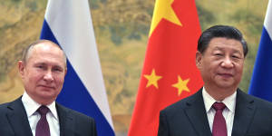 Chinese President Xi Jinping,right,and Russian President Vladimir Putin