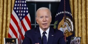 President Joe Biden speaks from the Oval Office of the White House on Friday (AEDT).