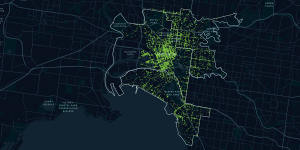 Data from Lime showing where e-scooter journeys are taking place in Melbourne.