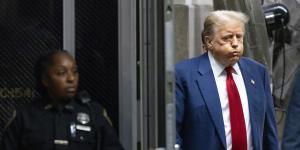 Former US president Donald Trump at the Manhattan criminal court in New York on Tuesday.