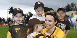 Jess Duffin ran out on to the ground with family in her final Victorian game.