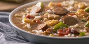 Gumbo is a rich,soupy stew.