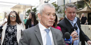 One Nation Senator Malcolm Roberts outside court in Brisbane on Thursday.