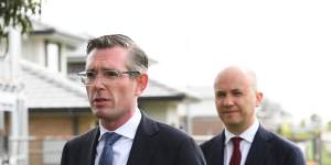 No disguising the rift:Premier Dominic Perrottet and his deputy,Matt Kean.