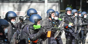 Police used a range of non-lethal crowd control measures to disperse crowds at a lockdown protest in August. 