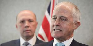 Home Affairs Minister Peter Dutton and Prime Minister Malcolm Turnbull. 