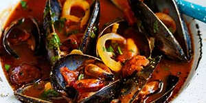 Steamed mussels with fennel,garlic and chorizo.
