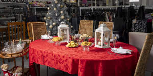 Kerryn Howell’s Christmas-themed table for Vinnie’s Buy Nothing New Month.