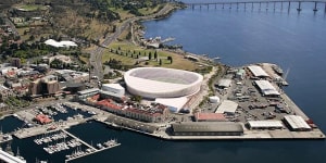Architectural render of the proposed new stadium at Macquarie Point,Hobart.