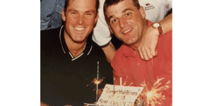 Darren Berry with his late friend Shane Warne.