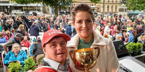 Cup-winning jockey Michelle Payne with her brother,strapper Steven Payne.