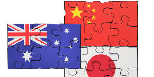 Puzzle:Australia,China,Japan flags.