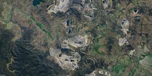 The north and south Hunter Valley Operations mines,as seen from above.