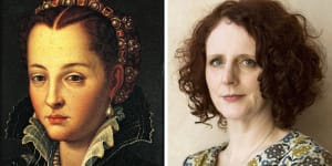 Agnolo Bronzino’s portrait of Lucrezia de Medici from Florence’s Galleria Degli Uffizi and,right,author Maggie O’Farrell.