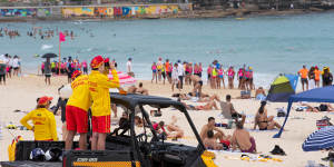 Crowds at Bondi Beach on Sunday. 