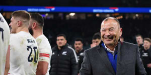 Eddie Jones at Twickenham last month after England’s 25-25 draw with New Zealand. It proved to be his penultimate game in charge.