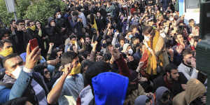 December 2017:university students attend a protest in Tehran,Iran.
