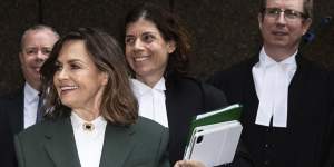 Lisa Wilkinson and her barrister Sue Chrysanthou,SC,outside the Federal Court in Sydney on Thursday.