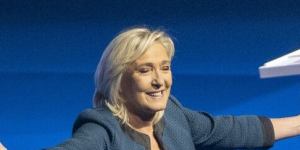Marine Le Pen at a European election campaign rally for the far-right party,Rassemblement National.