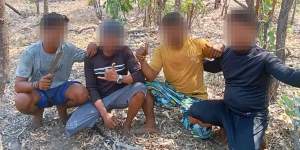 Indonesian trepang men pose for a photo in Australia.
