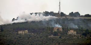 Smoke rises after Israeli shelling in the village of Duhaira near the border of Israel,south Lebanon.