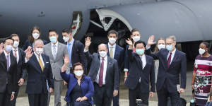 A US delegation of senators arrives in Taipei for a visit last year.