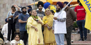 Supporters of a sovereign state for a Sikh majority at Federation Square.
