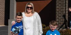 Libby Clarke with her children Jackson,9,Andrew,6,and Thomas,4.
