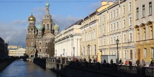 Worth a wander in St Petersburg:the view along the Griboyedova Canal. 