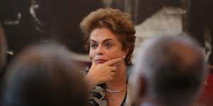Brazilian President Dilma Rousseff in Rio de Janeiro on Thursday before returning to Brasilia by helicopter for crisis talks.
