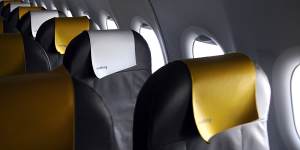 Passenger seats on an Airbus A320.