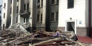 The drama theatre damaged after shelling in Mariupol,Ukraine.