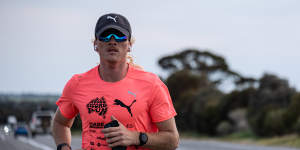 Nedd Brockmann is in the final days of his run from Perth to Sydney.