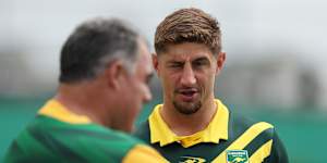 Zac Lomax trains with the Kangaroos in 2024.