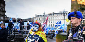 Independence hopes burn bright as supporters gather at a rally in Glasgow,Scotland. 