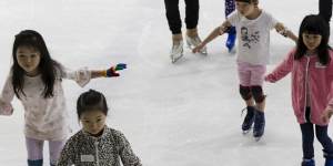Children skating at Macquarie Ice Rink on Thursday.
