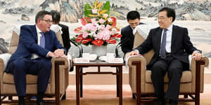 Premier Daniel Andrews meets with Jiangsu provincial party secretary Xin Changxing this week.