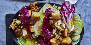 Danielle Alvarez’s raddichio salad with pear,stilton and candied nuts.