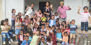 Ornella Byak and staff with school kids in Same,Timor-Leste.