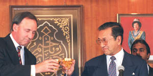 The feuding years:Paul Keating visiting Mahathir Mohamad.