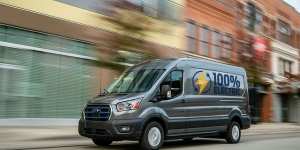 Ford reveals its electric E-Transit van. 