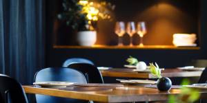 The refurbished,moody dining room.