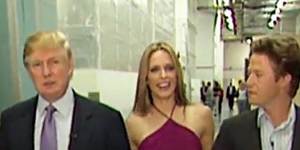 Donald Trump,actress Arianne Zucker,and host Billy Bush in the 2005 tape.