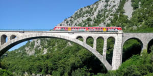 Solkan Bridge:the journey to Slovenia takes in an increasingly beautiful countryside.