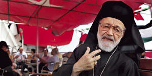 Faces eight years in jail ... Father Hilarion Capucci aboard MV Blue Marmara,in another attempt to return to Gaza.
