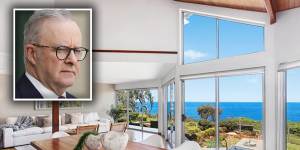 Anthony Albanese and the house he has bought at Copacabana on the Central Coast.